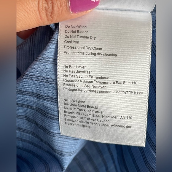 CAARA Anthropologie Maglie Blouse Top XL Blue Puff Sleeves 1/4 Buttons - Picture 13 of 14